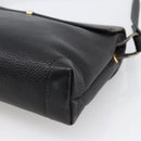 GUCCI Horsebit Shoulder Bag Leather Black Gold Auth 170075-15