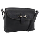 GUCCI Horsebit Shoulder Bag Leather Black Gold Auth 170075-1