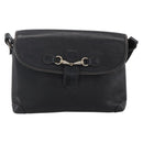 GUCCI Horsebit Shoulder Bag Leather Black Gold Auth 170075-13