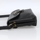 GUCCI Horsebit Shoulder Bag Leather Black Gold Auth 170075-3
