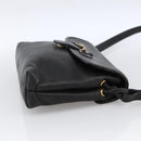 GUCCI Horsebit Shoulder Bag Leather Black Gold Auth 170075-4