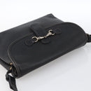 GUCCI Horsebit Shoulder Bag Leather Black Gold Auth 170075-6