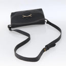 GUCCI Horsebit Shoulder Bag Leather Black Gold Auth 170075-7