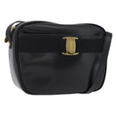 Salvatore Ferragamo Vala Shoulder Bag Leather Black Gold Auth 170076-1