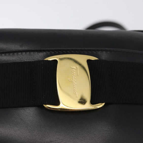 Salvatore Ferragamo Vala Shoulder Bag Leather Black Gold Auth 170076