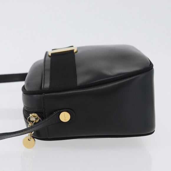 Salvatore Ferragamo Vala Shoulder Bag Leather Black Gold Auth 170076