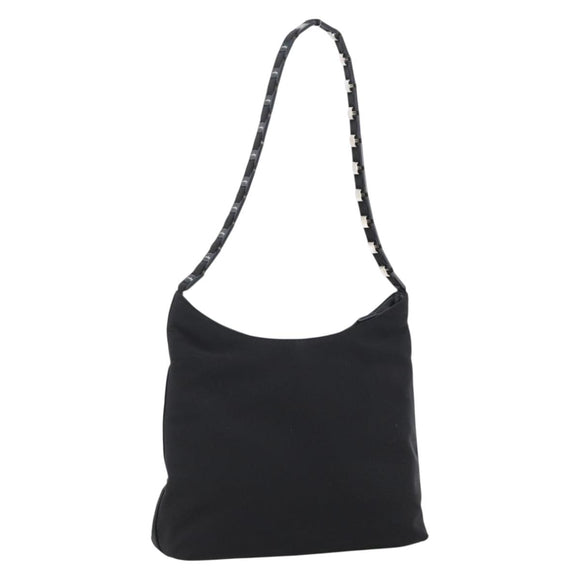 Salvatore Ferragamo Vala Shoulder Bag Canvas Black Silver Auth 170077