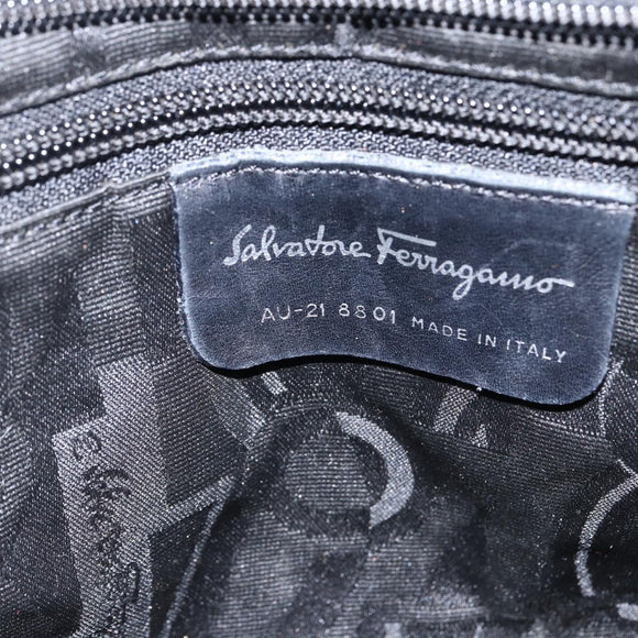Salvatore Ferragamo Vala Shoulder Bag Canvas Black Silver Auth 170077