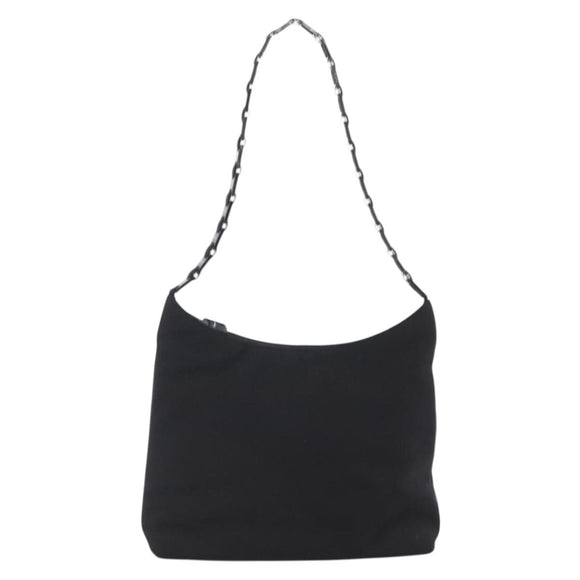 Salvatore Ferragamo Vala Shoulder Bag Canvas Black Silver Auth 170077