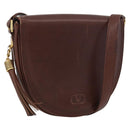 VALENTINO Shoulder Bag Leather Gold Brown Auth 170080-1