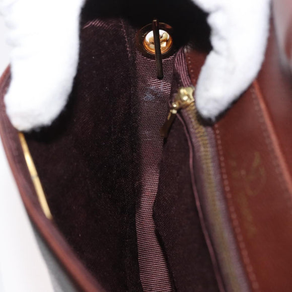 VALENTINO Shoulder Bag Leather Gold Brown Auth 170080