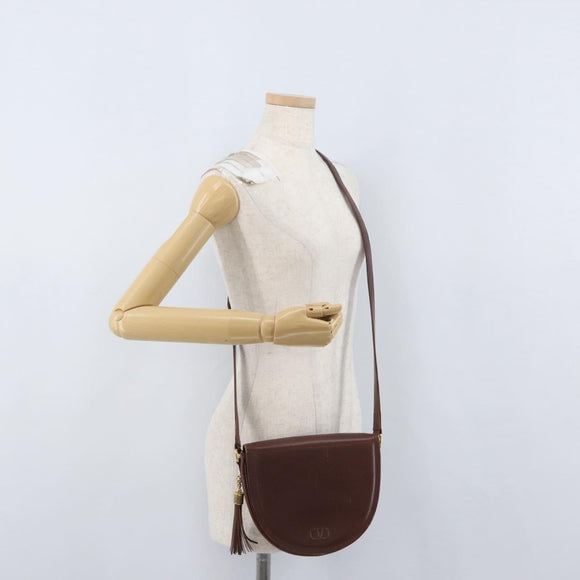 VALENTINO Shoulder Bag Leather Gold Brown Auth 170080