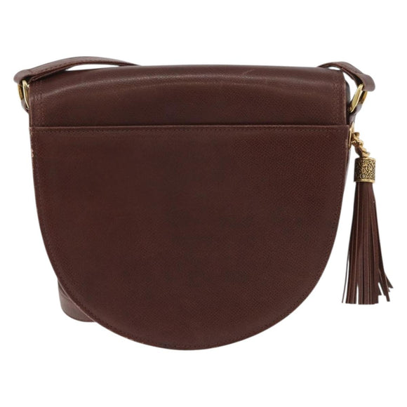 VALENTINO Shoulder Bag Leather Gold Brown Auth 170080