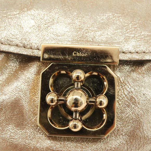 Chloe Elsie Hand Bag Leather 2way Gold Auth 170081
