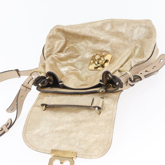 Chloe Elsie Hand Bag Leather 2way Gold Auth 170081