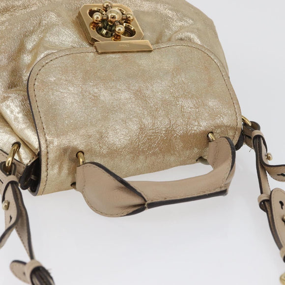 Chloe Elsie Hand Bag Leather 2way Gold Auth 170081