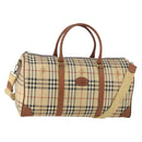 Burberrys Nova Check Boston Bag PVC 2way Beige Gold Auth 170084-1