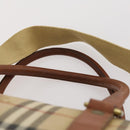 Burberrys Nova Check Boston Bag PVC 2way Beige Gold Auth 170084-15