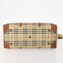 Burberrys Nova Check Boston Bag PVC 2way Beige Gold Auth 170084-5