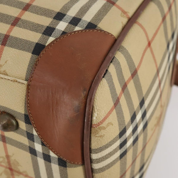 Burberrys Nova Check Boston Bag PVC 2way Beige Gold Auth 170084