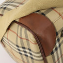 Burberrys Nova Check Boston Bag PVC 2way Beige Gold Auth 170084-18