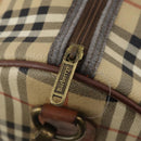 Burberrys Nova Check Boston Bag PVC 2way Beige Gold Auth 170084-10