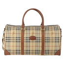 Burberrys Nova Check Boston Bag PVC 2way Beige Gold Auth 170084-13
