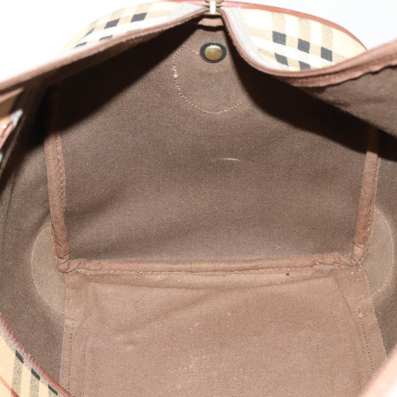 Burberrys Nova Check Boston Bag PVC 2way Beige Gold Auth 170084