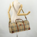 Burberrys Nova Check Boston Bag PVC 2way Beige Gold Auth 170084-24