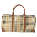 Burberrys Nova Check Boston Bag PVC 2way Beige Gold Auth 170084-2