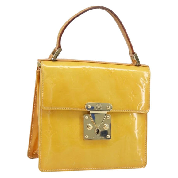 LOUIS VUITTON Monogram Vernis Spring Street Bag Lime Yellow M91068 Auth 170096