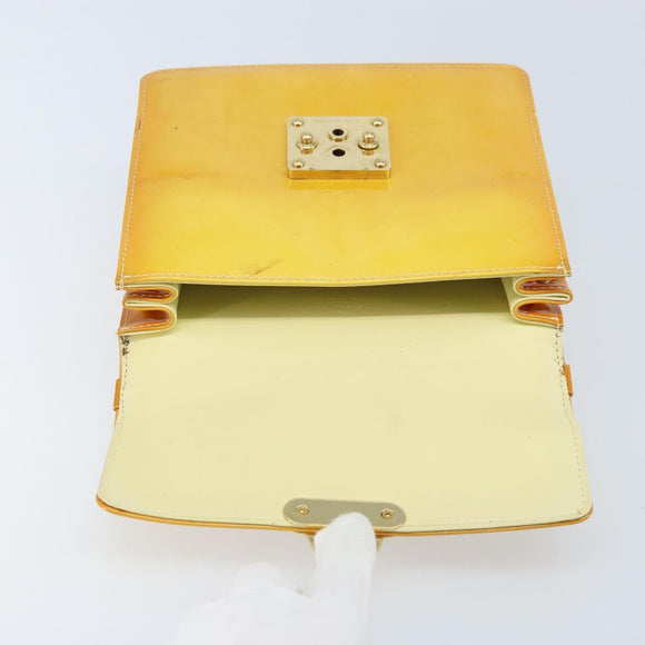 LOUIS VUITTON Monogram Vernis Spring Street Bag Lime Yellow M91068 Auth 170096