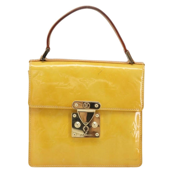 LOUIS VUITTON Monogram Vernis Spring Street Bag Lime Yellow M91068 Auth 170096
