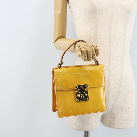 LOUIS VUITTON Monogram Vernis Spring Street Bag Lime Yellow M91068 Auth 170096