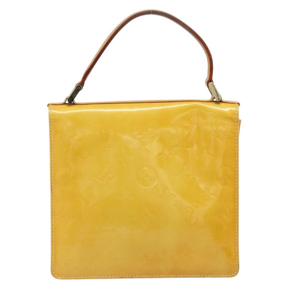 LOUIS VUITTON Monogram Vernis Spring Street Bag Lime Yellow M91068 Auth 170096