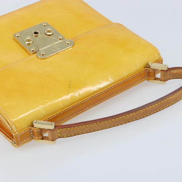 LOUIS VUITTON Monogram Vernis Spring Street Bag Lime Yellow M91068 Auth 170096