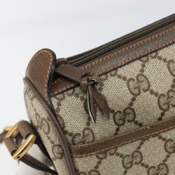 GUCCI GG Supreme Web Sherry Line Bag PVC Beige Gold 89 02 032 Auth 170109