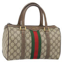 GUCCI GG Supreme Web Sherry Line Hand Bag PVC Beige Gold 39 02 006 Auth 170110-1