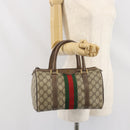 GUCCI GG Supreme Web Sherry Line Hand Bag PVC Beige Gold 39 02 006 Auth 170110-23