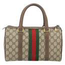 GUCCI GG Supreme Web Sherry Line Hand Bag PVC Beige Gold 39 02 006 Auth 170110-2