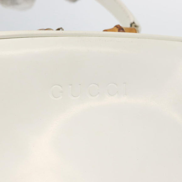 GUCCI Bamboo Vanity Hand Bag Patent 2way White Gold 000 270 0323 Auth 170112