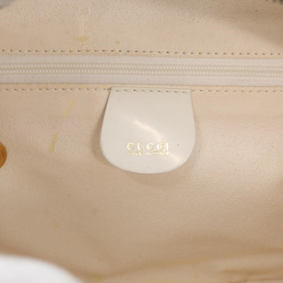GUCCI Bamboo Vanity Hand Bag Patent 2way White Gold 000 270 0323 Auth 170112