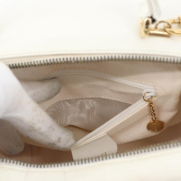 GUCCI Bamboo Vanity Hand Bag Patent 2way White Gold 000 270 0323 Auth 170112