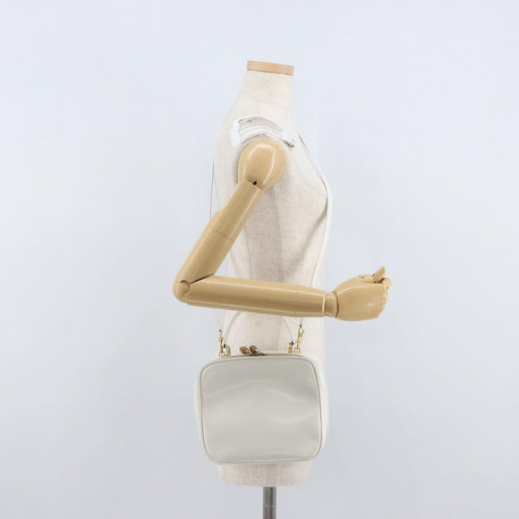 GUCCI Bamboo Vanity Hand Bag Patent 2way White Gold 000 270 0323 Auth 170112