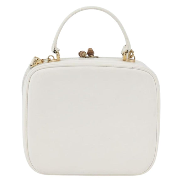 GUCCI Bamboo Vanity Hand Bag Patent 2way White Gold 000 270 0323 Auth 170112
