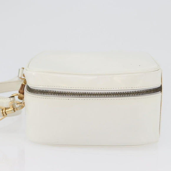 GUCCI Bamboo Vanity Hand Bag Patent 2way White Gold 000 270 0323 Auth 170112