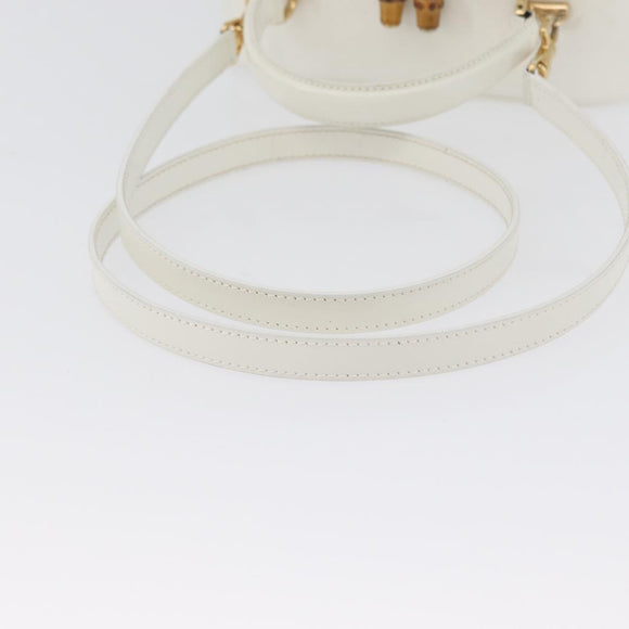 GUCCI Bamboo Vanity Hand Bag Patent 2way White Gold 000 270 0323 Auth 170112