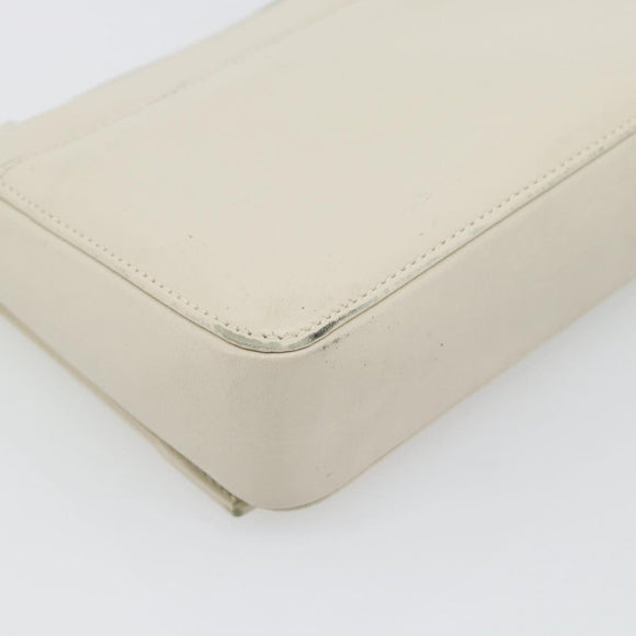 GUCCI Shoulder Bag Leather White Silver Auth 170113