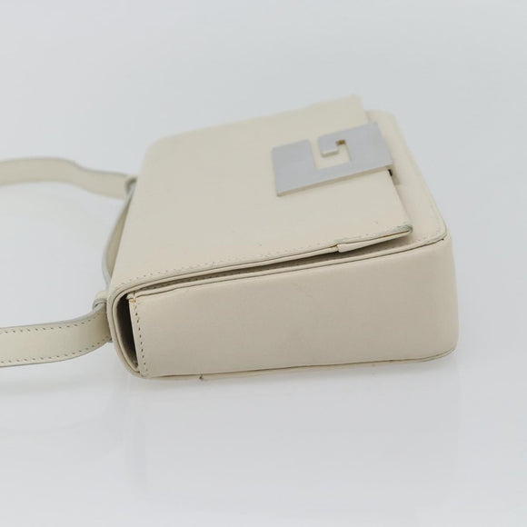 GUCCI Shoulder Bag Leather White Silver Auth 170113