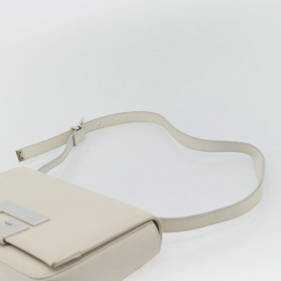 GUCCI Shoulder Bag Leather White Silver Auth 170113